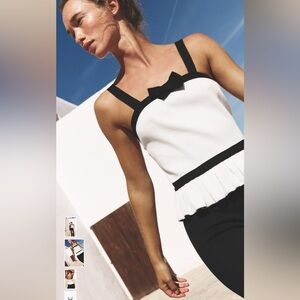 Zara Black and White Peplum Top